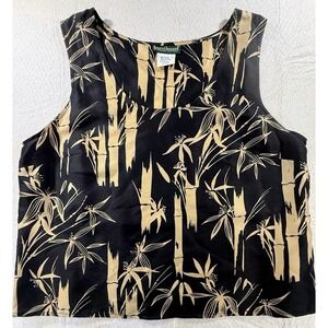 Harvé Benard by Benard Holtzman 100% silk bamboo print sleeveless tank Sz 14